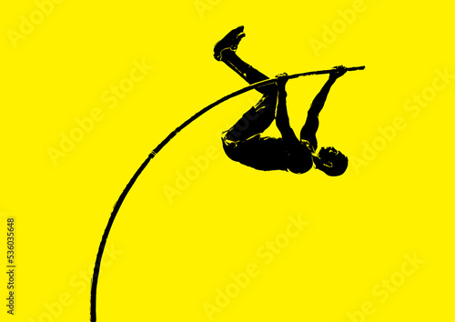 棒高跳びの写真をシルエットに加工したイラスト photo