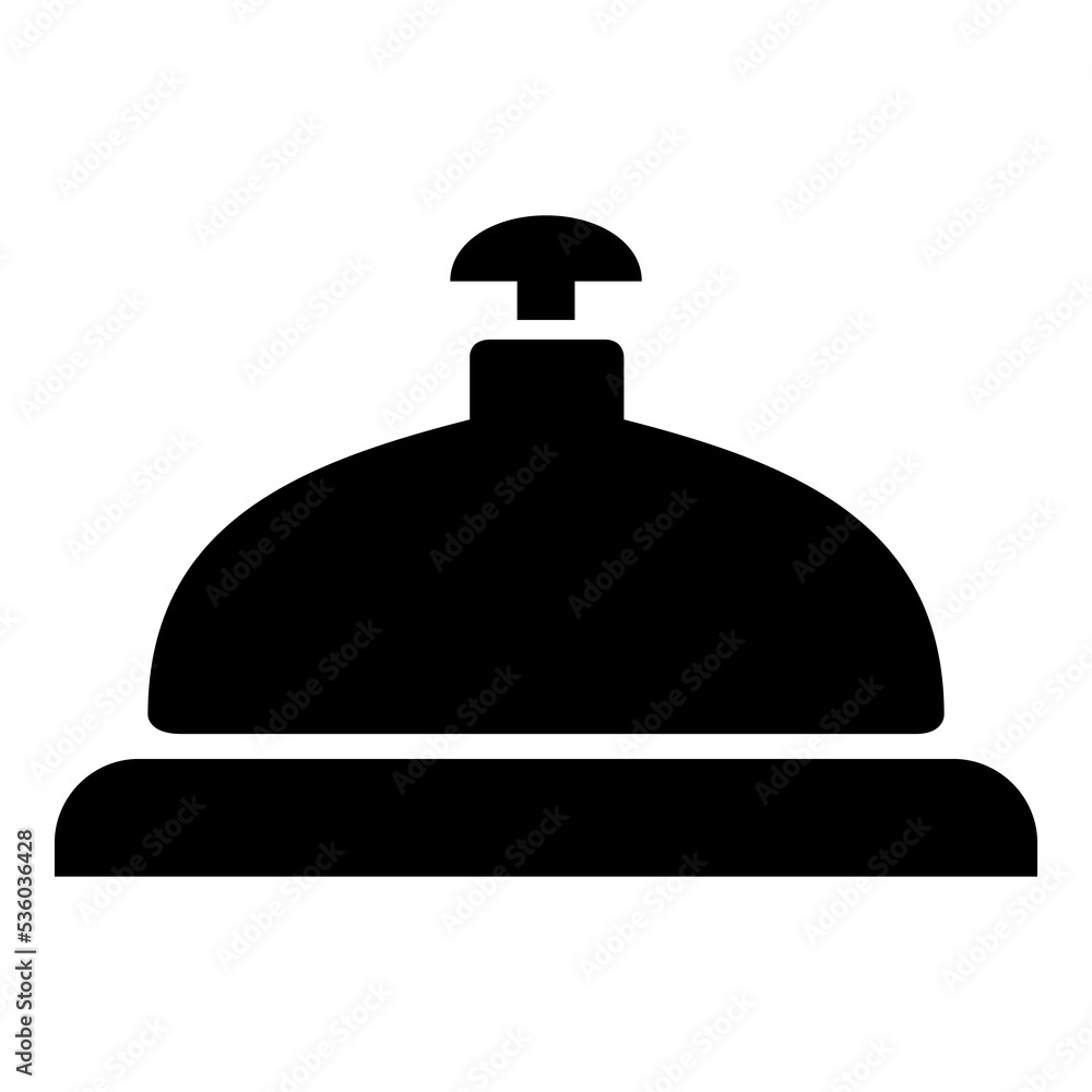 Icono plano con silueta aislada de campana de servicio en la recepción del hotel Icono plano con silueta aislada de campana de servicio en la recepción del hotel