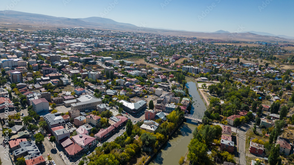 Obraz premium kars city landscape drone shooting
