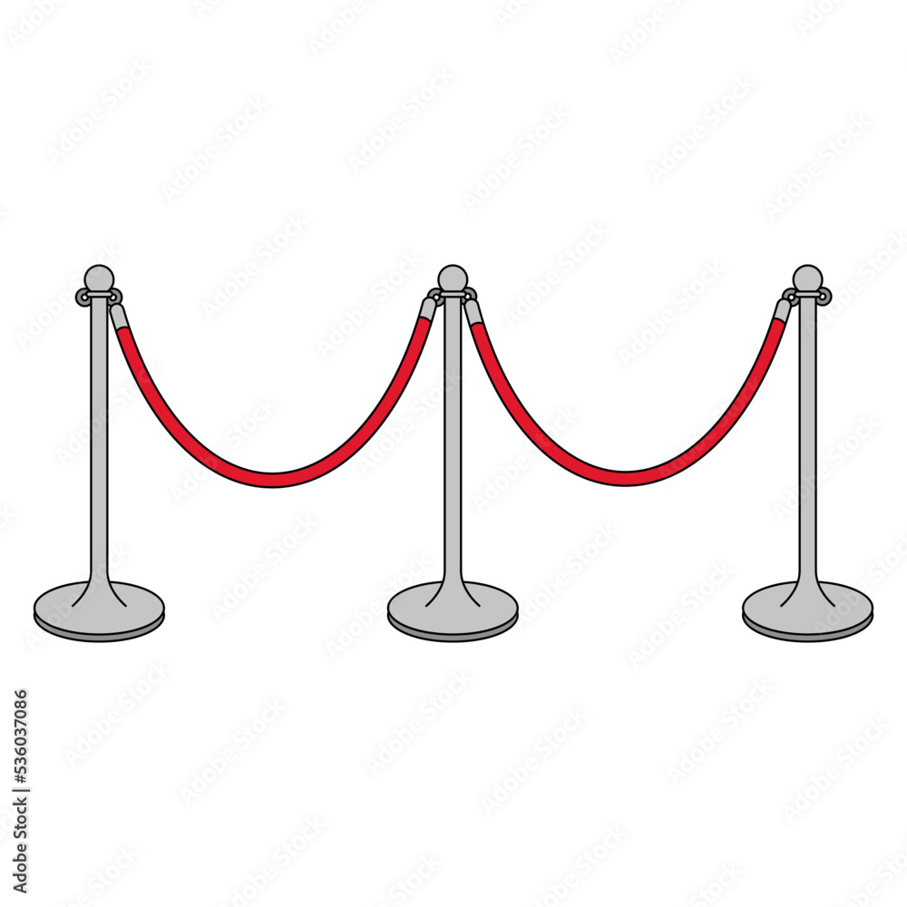 Rope barrier vector illustration in line filled design