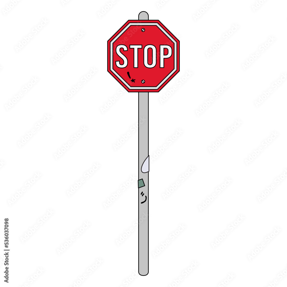 Stop sign vector illustration in line filled design