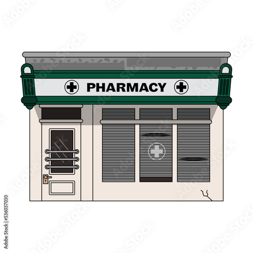 Pharmacy vector illustration in line filled design