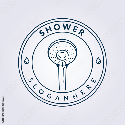 shower bath badge bathroom logo line vector illustration design