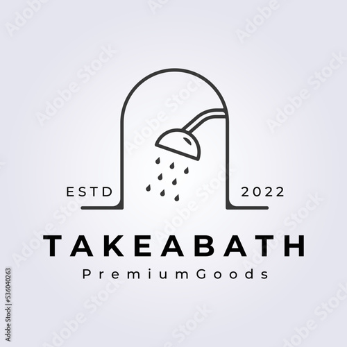 take a bath, shower bathroom house line logo vector illustration design
