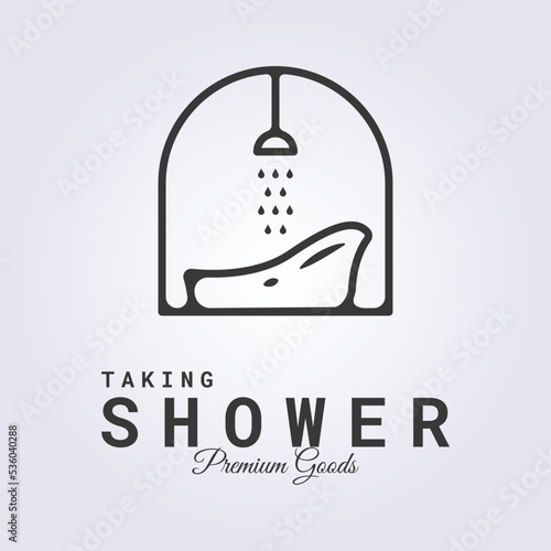 badge minimalist bathtub line logo vector illustration design