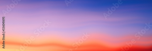 Panoramic view of the sunset sky, natural background