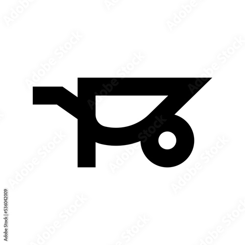 Wheelbarrow Flat Vector Icon 