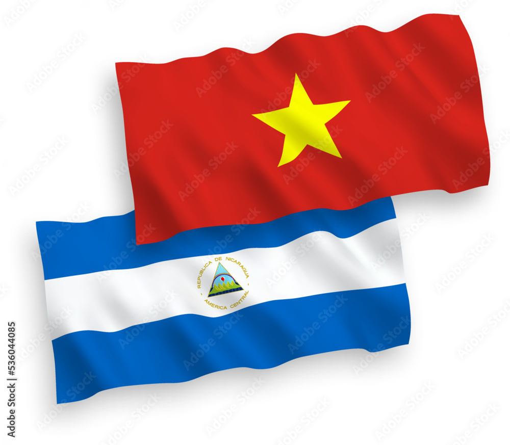 Flags of Nicaragua and Vietnam on a white background Flags of Nicaragua and Vietnam on a white background