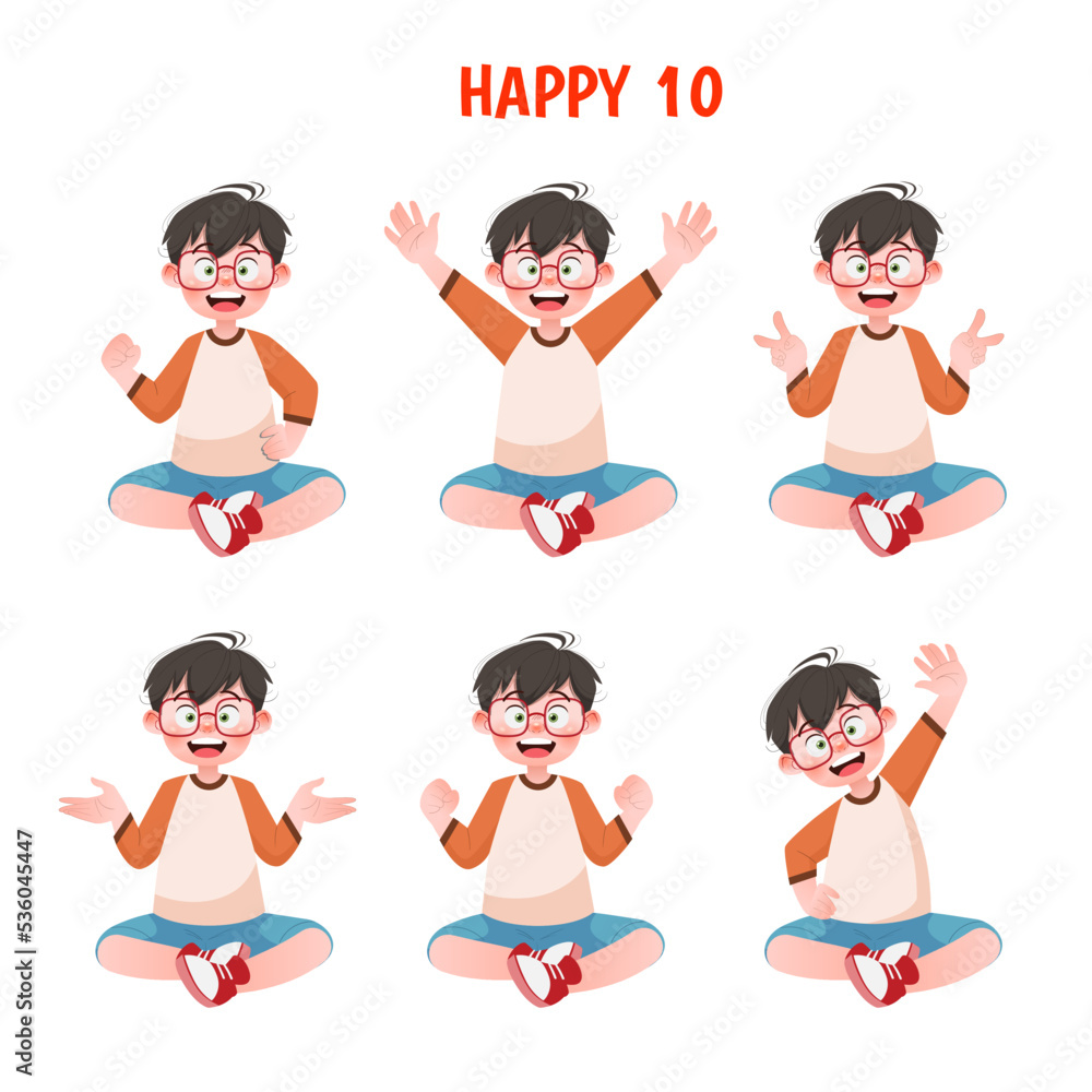 Set of kid boys showing cheerful expression.Vector illustration.
Set of kid boys showing cheerful expression.Vector illustration.