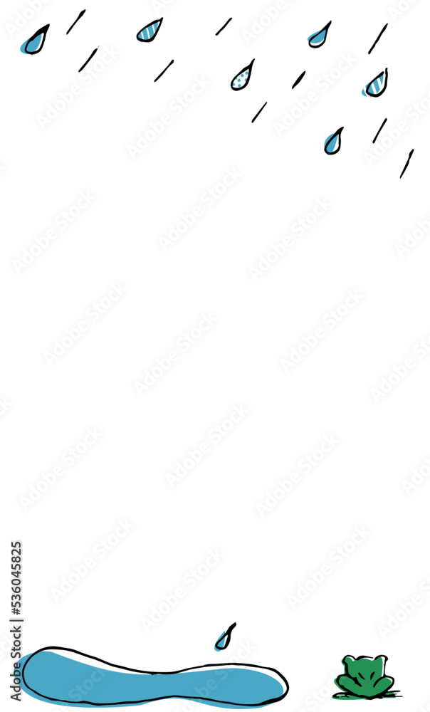 Obraz premium 雨の日とカエルの後ろ姿