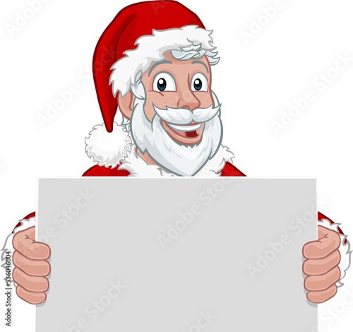 Young Santa Claus Holding Sign Christmas Cartoon photo