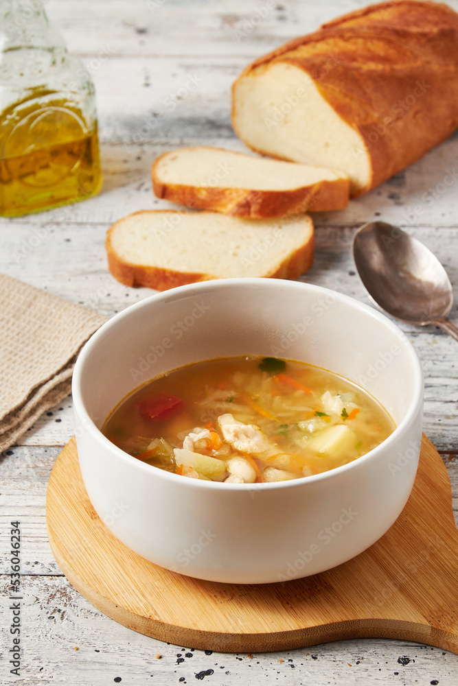 Chicken soup with fresh cabbage Chicken soup with fresh cabbage