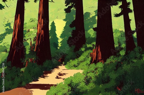 Mount Tamalpais, CA, USA July 16 2015 The entrance of the Muir Woods National Monument on Mount Tamalpais, in Marin County. It is part of the Golden Gate National Recreation Area.