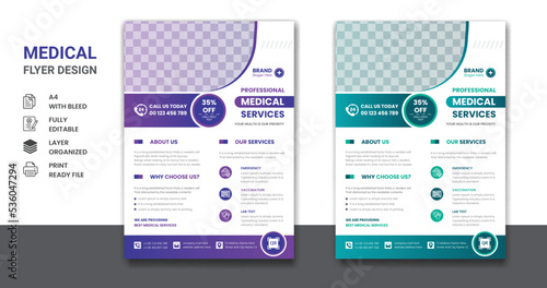 Medical health care and pharmacy presentation corporate a4 company flyer or cover page poster template designs