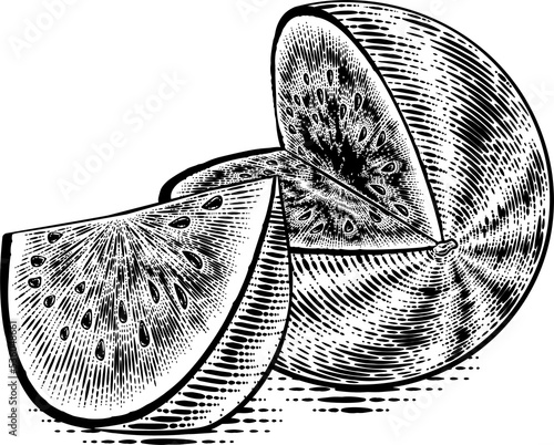 Watermelon Vintage Woodcut ...