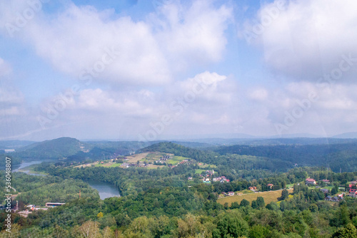 Water reservoir solina with a view of the dam. Solina Lake and Dam. Subcarpathia, Poland. High quality photo