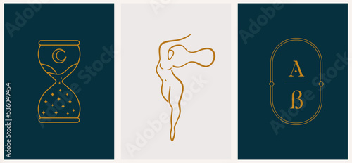 Abstract girl head and flowers vector pattern. Natural symbol of cosmetics. Abstract wall art print, woman Modern continuous line art. Fashion print.