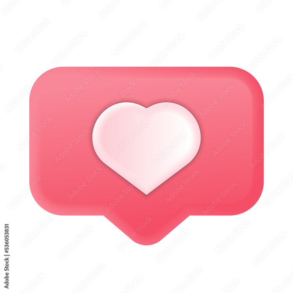3D social media notification icon with heart symbol like icon 3D social media notification icon with heart symbol like icon