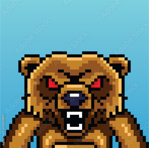 bear character with pixel art