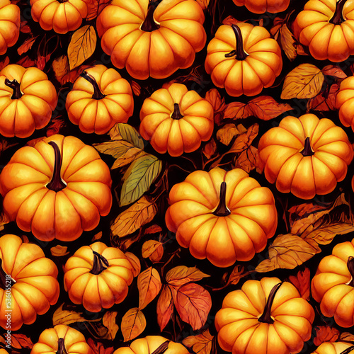 illustrated autumn harvest pumpkin background.