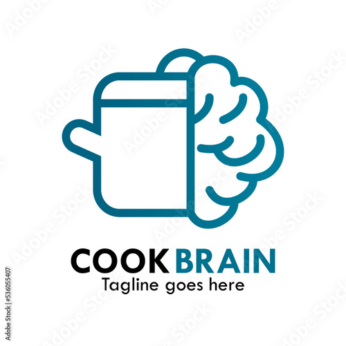 Cook and brain design logo template illustration