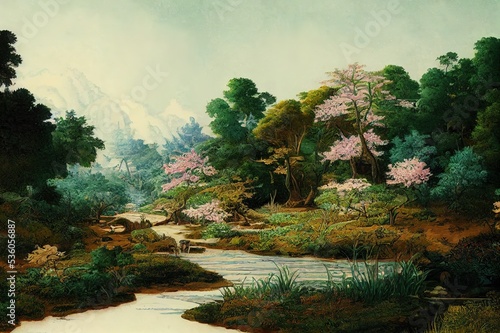 Spring background Stream of water in the forest © 2rogan