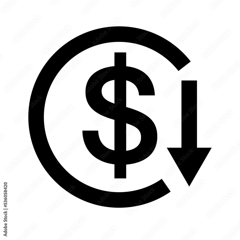 Dollar price collapse. Dollar price fall. Vector. Dollar price collapse. Dollar price fall. Vector.