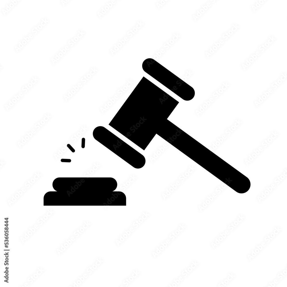 Hammer of the Trial. Judgment silhouette icon. Gavel icon. Vector. Hammer of the Trial. Judgment silhouette icon. Gavel icon. Vector.