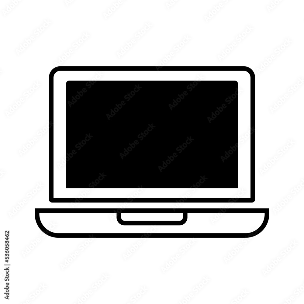 Laptop icon with a pitch black screen. Vector. Laptop icon with a pitch black screen. Vector.