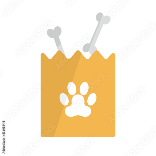 Pet food bag and bones. Dog food. Vector.