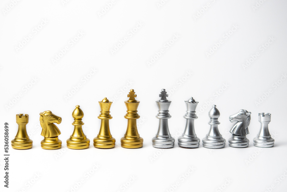 chess gold and silver isolated on white background. chess gold and silver isolated on white background.