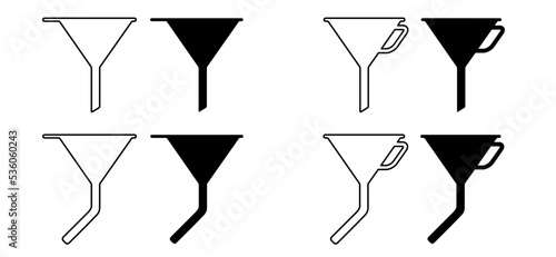 Cartoon Plastic funnel for oil, water, fuel, gasoline or diesel. Car parts Accessories. liquids car watering can symbol or logo. kitchen funnel for filling. funnels with handle. Kitchen utensil symbol