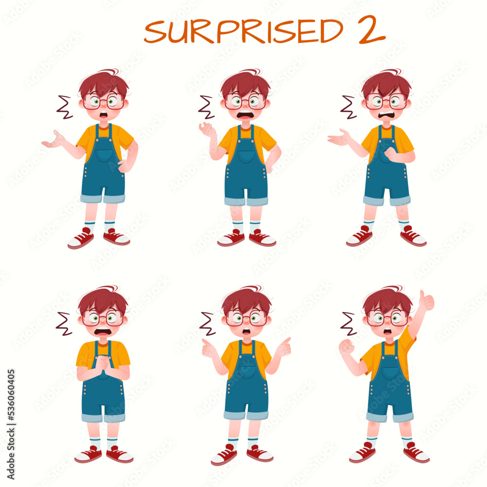 Set of kid boys showing surprised expression.Vector illustration. Set of kid boys showing surprised expression.Vector illustration.
