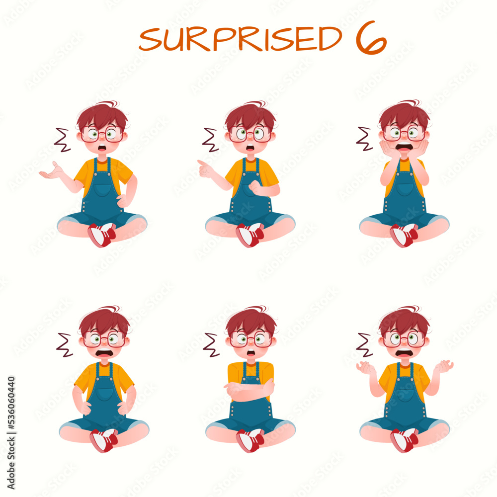Set of kid boys showing surprised expression.Vector illustration. Set of kid boys showing surprised expression.Vector illustration.