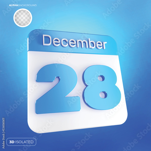 Calendar 28December 3d premium photo