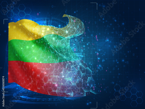 Bulgaria,  vector flag, virtual abstract 3D object from triangular polygons on a blue background