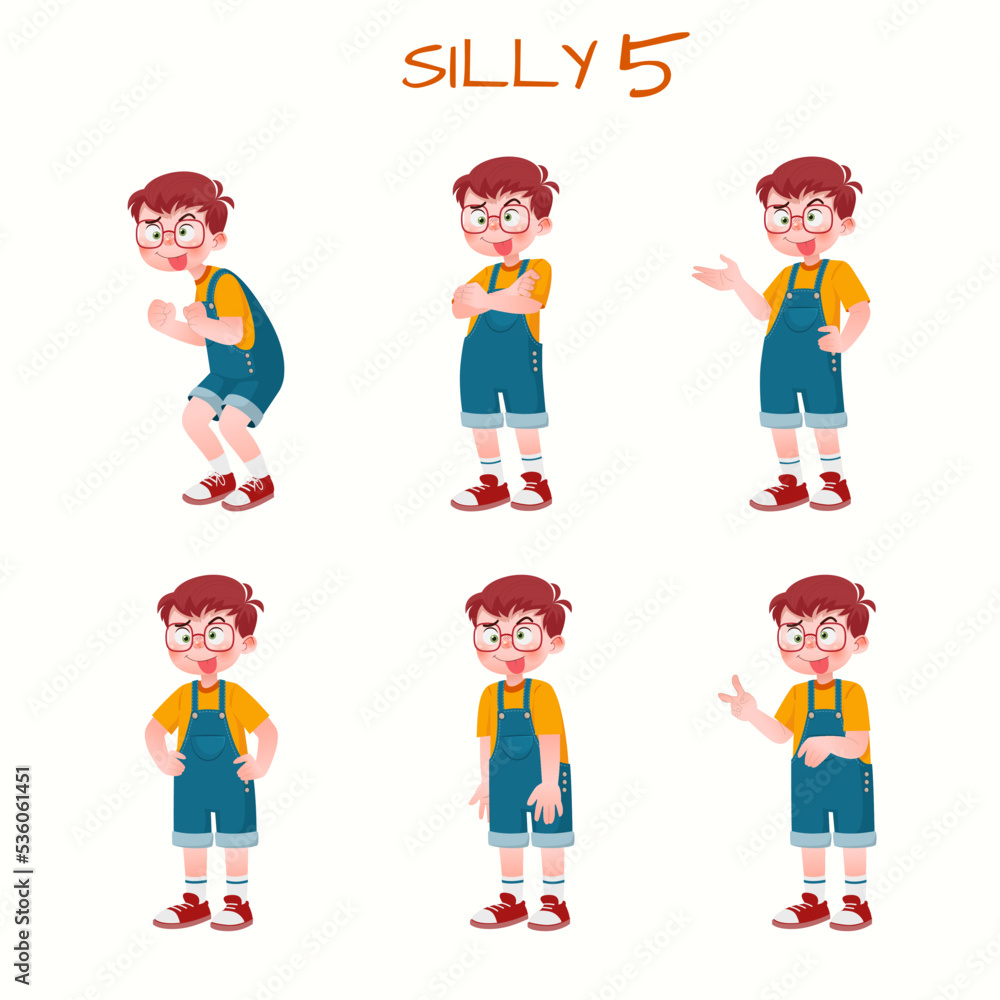 Set of kid boys showing silly expression.Vector illustration. Set of kid boys showing silly expression.Vector illustration.