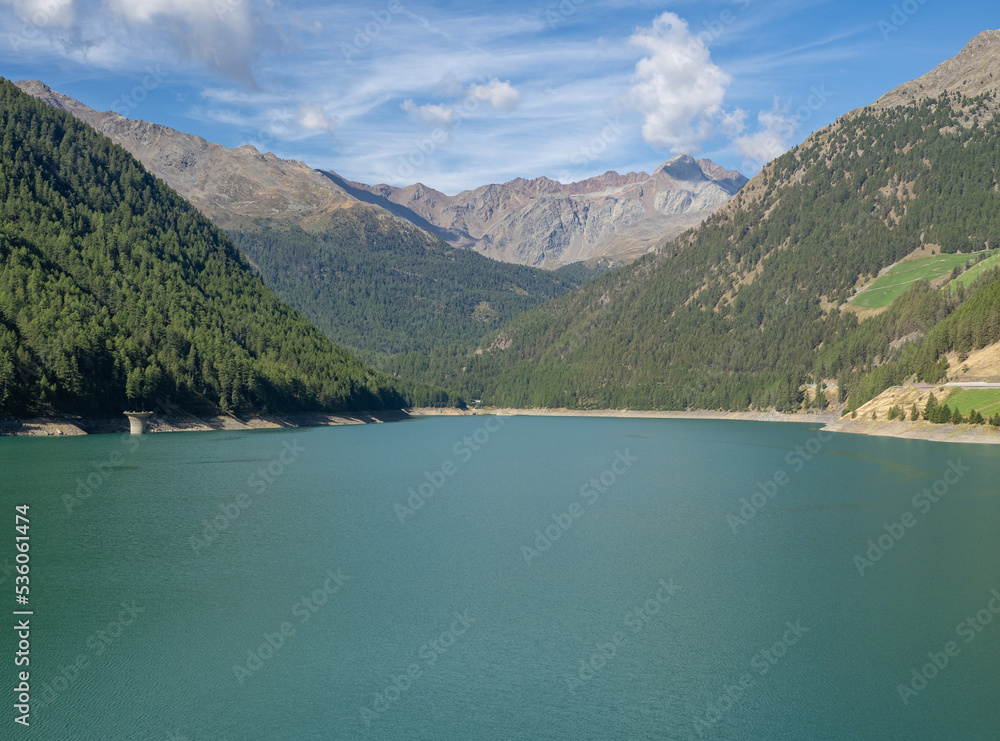 Landscape  of Lake  Vernagt Stausee in South Tyrol