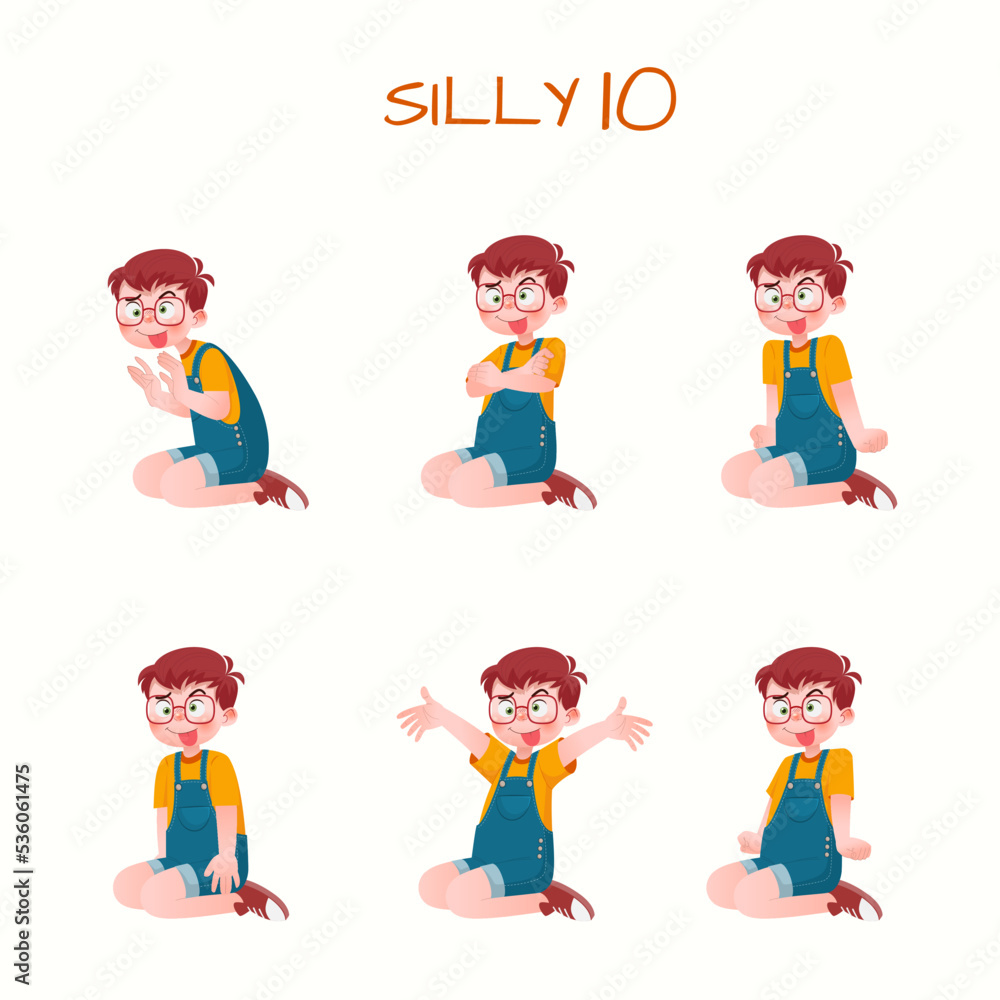 Set of kid boys showing silly expression.Vector illustration. Set of kid boys showing silly expression.Vector illustration.