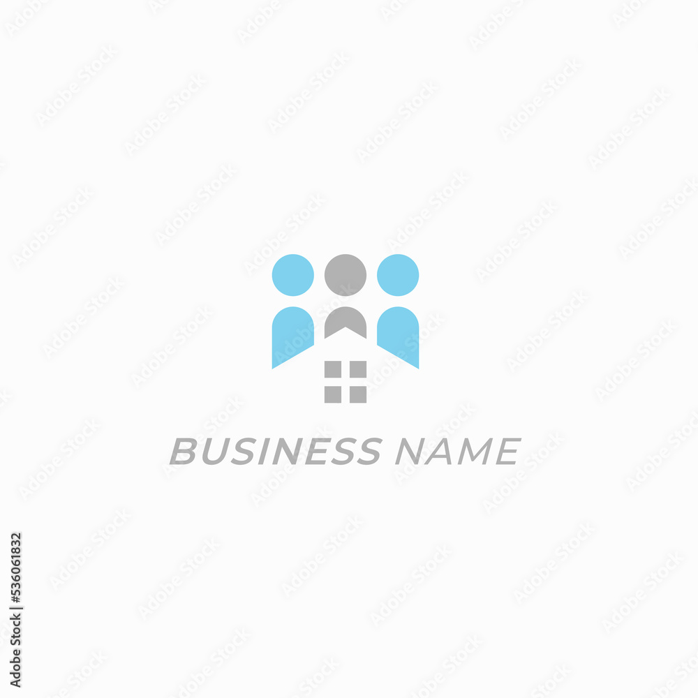 design logo combine home roof and team work design logo combine home roof and team work