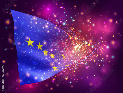 Alaska, vector 3d flag on pink purple background with lighting and flares