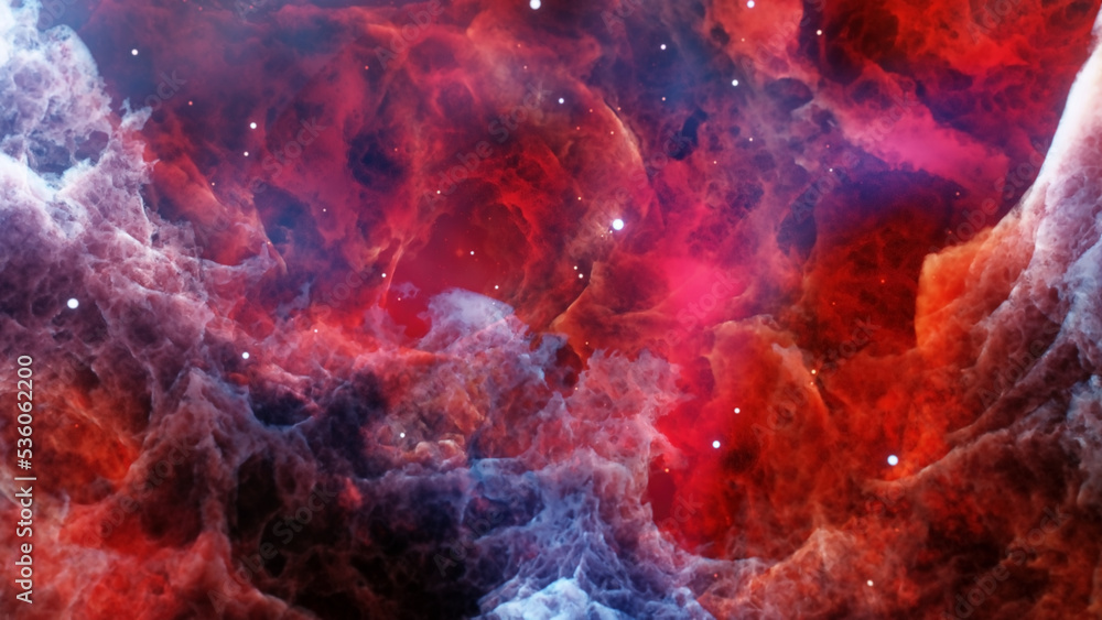 nebula gas cloud in deep outer space, science fiction illustration, colorful space background with stars 3D rendering