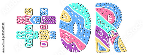 OR Hashtag. Multicolored bright isolate curves doodle letters. Hashtag #OR is abbreviation for the US American state Oregon for social network, web resources, mobile apps.