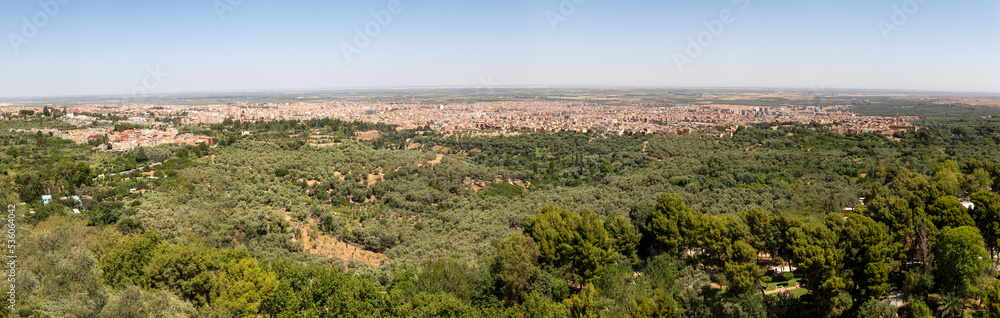 Panoramic view of the city of Beni Mellal which is a city in Morocco, capital of the province and region of Beni Melal-Jenifra, located between the Middle Atlas and the plain of Tadla.