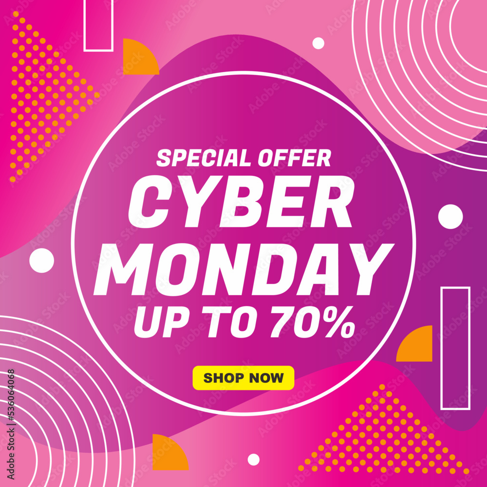 Cyber Monday sale banner social media post template for business promotion vector illustration