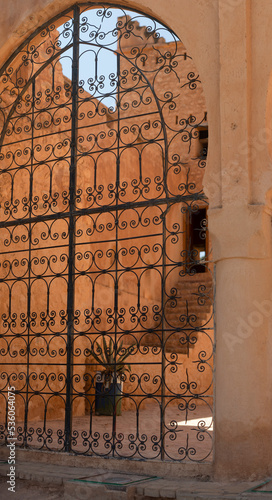 Arab gate of the castle of Beni Mellal, also known as the Kasbah of Beni Mellal which is a fortress of Berber origin, in a city of Morocco, located between the Middle Atlas and the plain of Tadla. photo