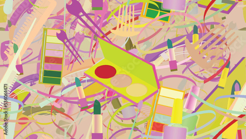 Background pattern abstract seamless design texture. Theme is about hairpin, claw, barrette, hair clips, cosmetology