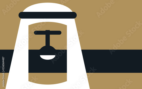 Stylized portrait of middle eastern man with the pipe and valve as the face. photo