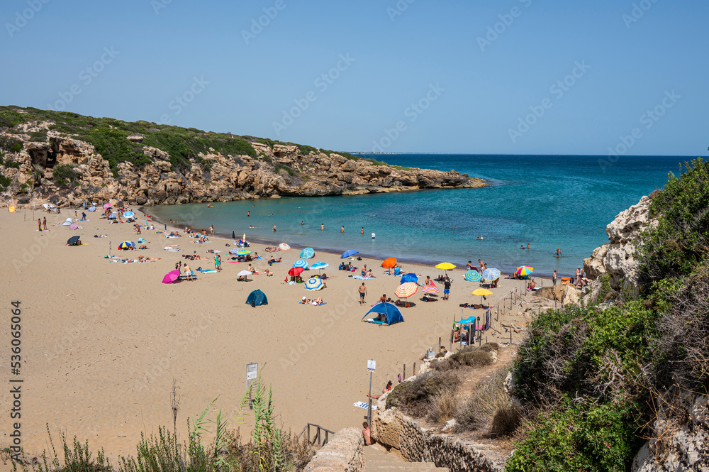 The beautiful beach of Calamosche in the Oasis of Vendicari in Sicily
