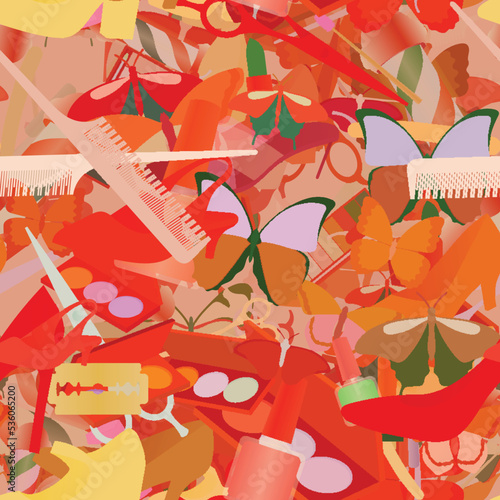 Background pattern abstract seamless design texture. Theme is about slide sandals, season, cosmetics, nature